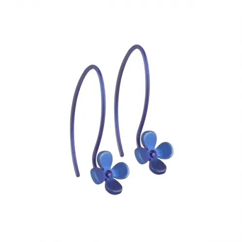 Small Four Petal Dark Blue Flower Hook Drops